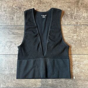 Urban Outfitters Out From Under deep v-neck ribbed tank in black